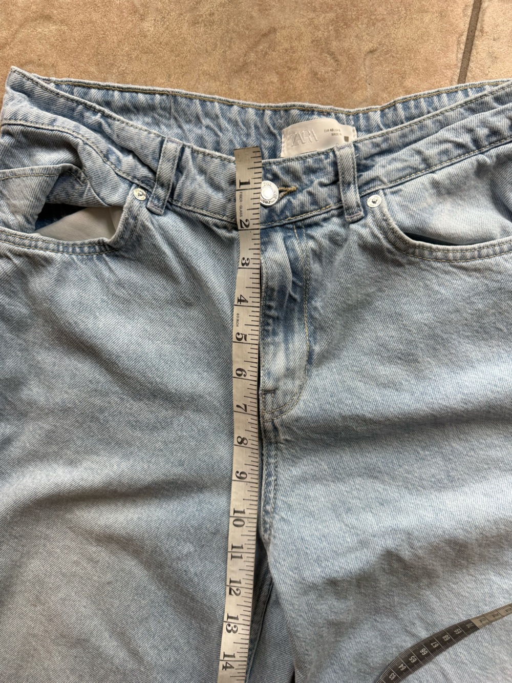 Zara light blue denim wide leg jeans - Picture 6 of 7